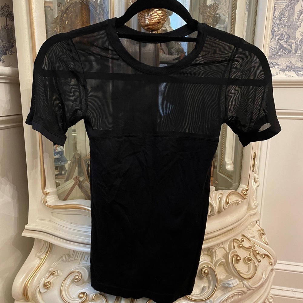 Black mesh form fitted free people top